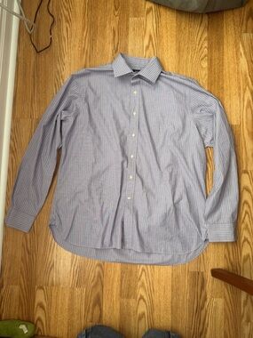 Ralph Lauren Light Blue Pinstripe Dress Shirt 17.5   36/37